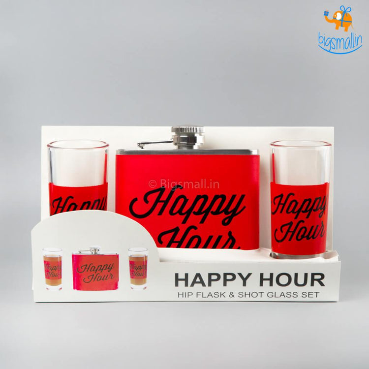 Happy Hour Flask and Shot Glasses Set - bigsmall.in