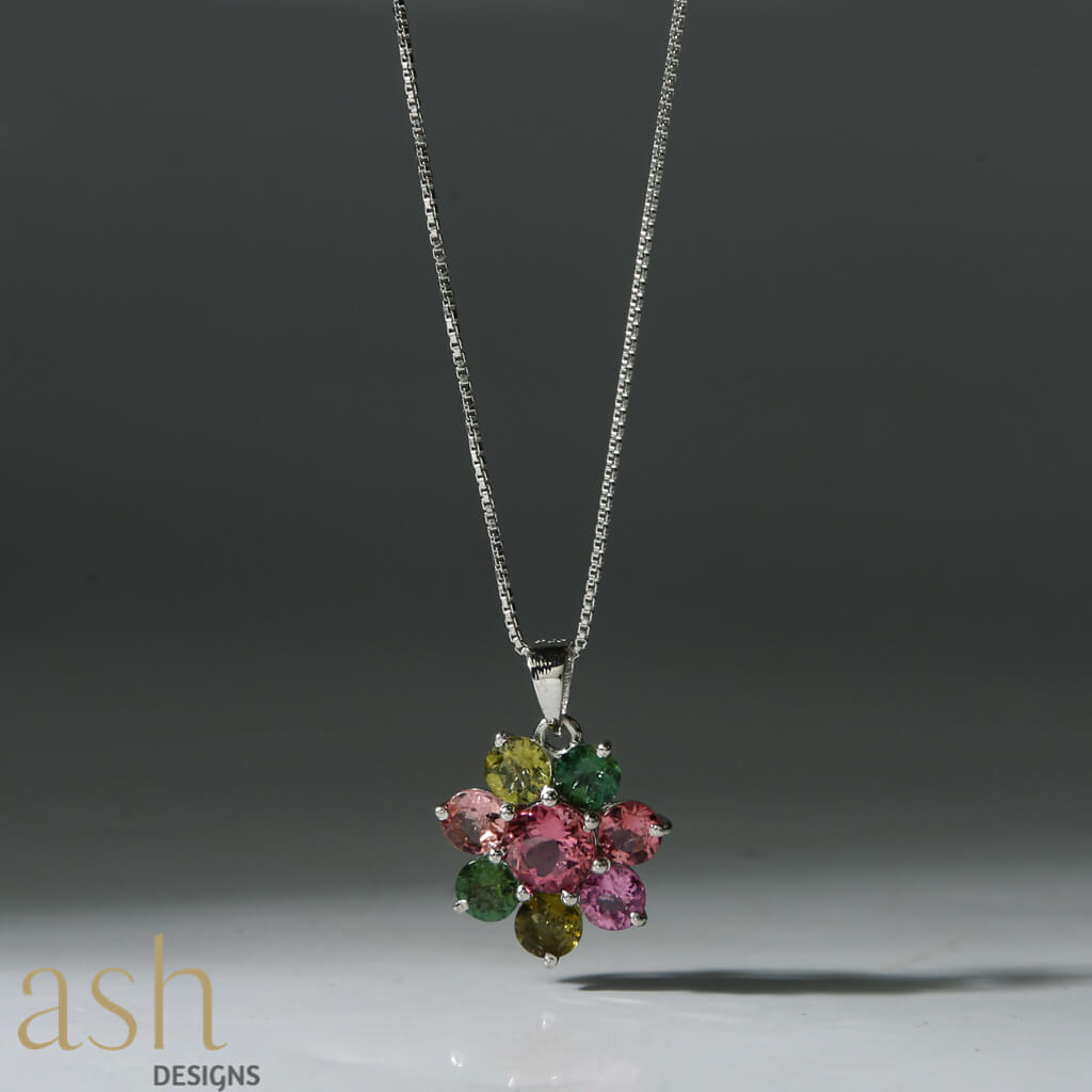 Isabel Multi Tourmaline Pendant with Chain