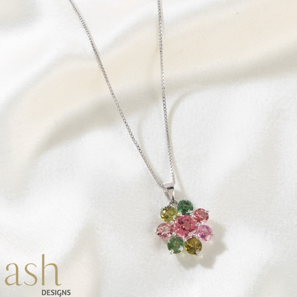 Isabel Multi Tourmaline Pendant with Chain