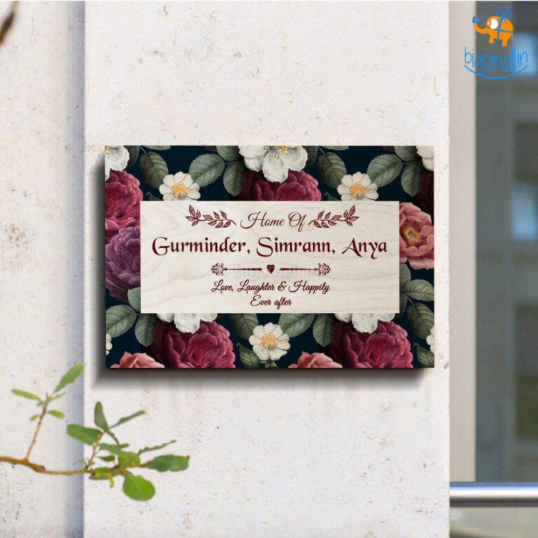 Personalized Floral Frame Name Plate