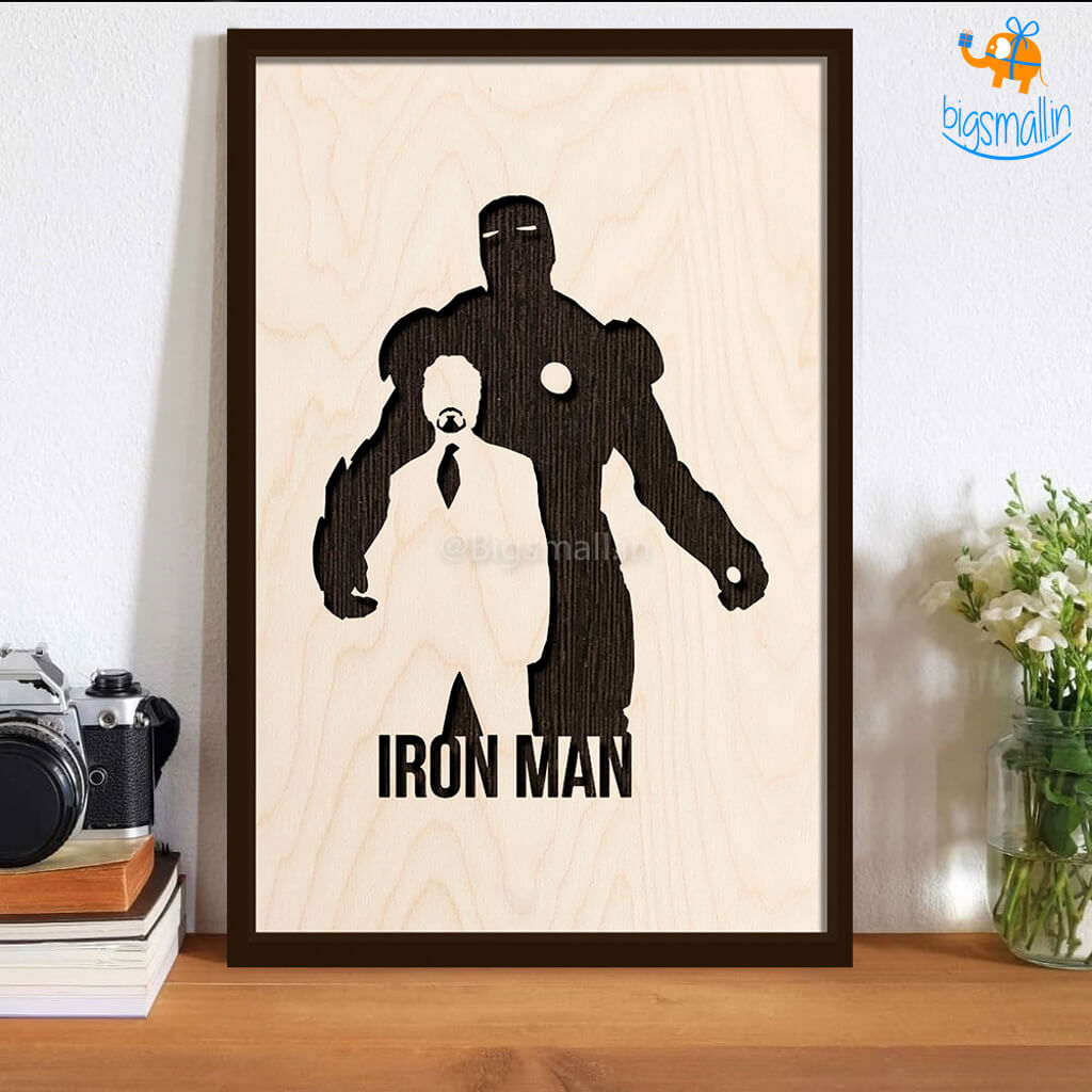 Iron Man Engraved Wooden Frame