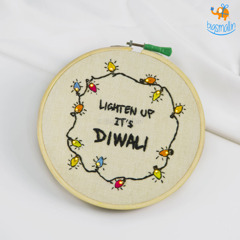 Handmade Diwali LED Embroidery Hoop Art