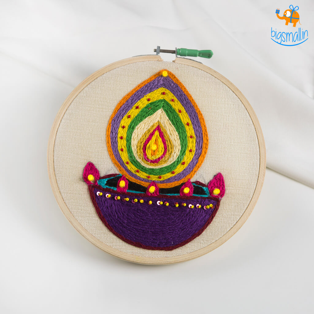 Handmade Diwali LED Embroidery Hoop Art