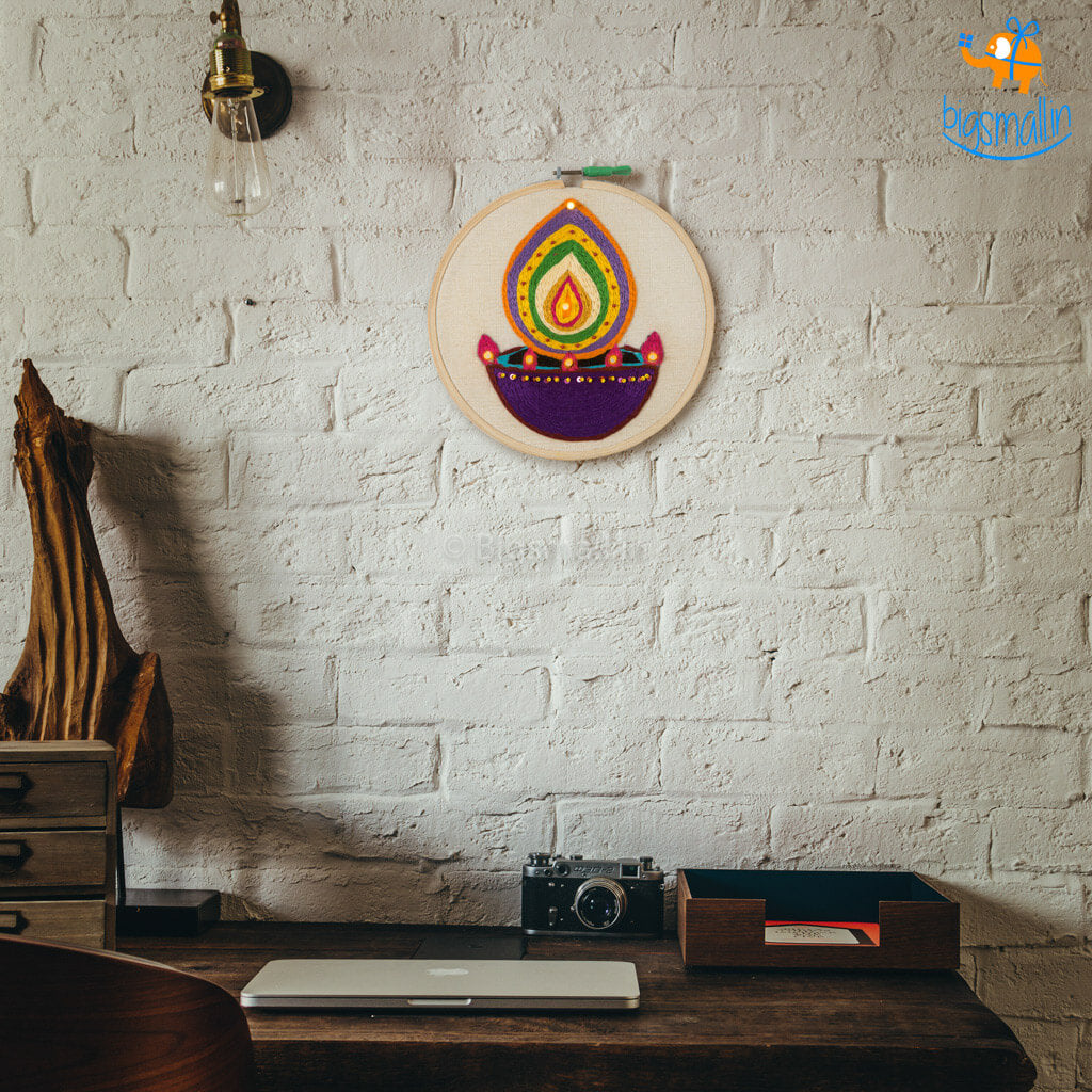 Handmade Diwali LED Embroidery Hoop Art