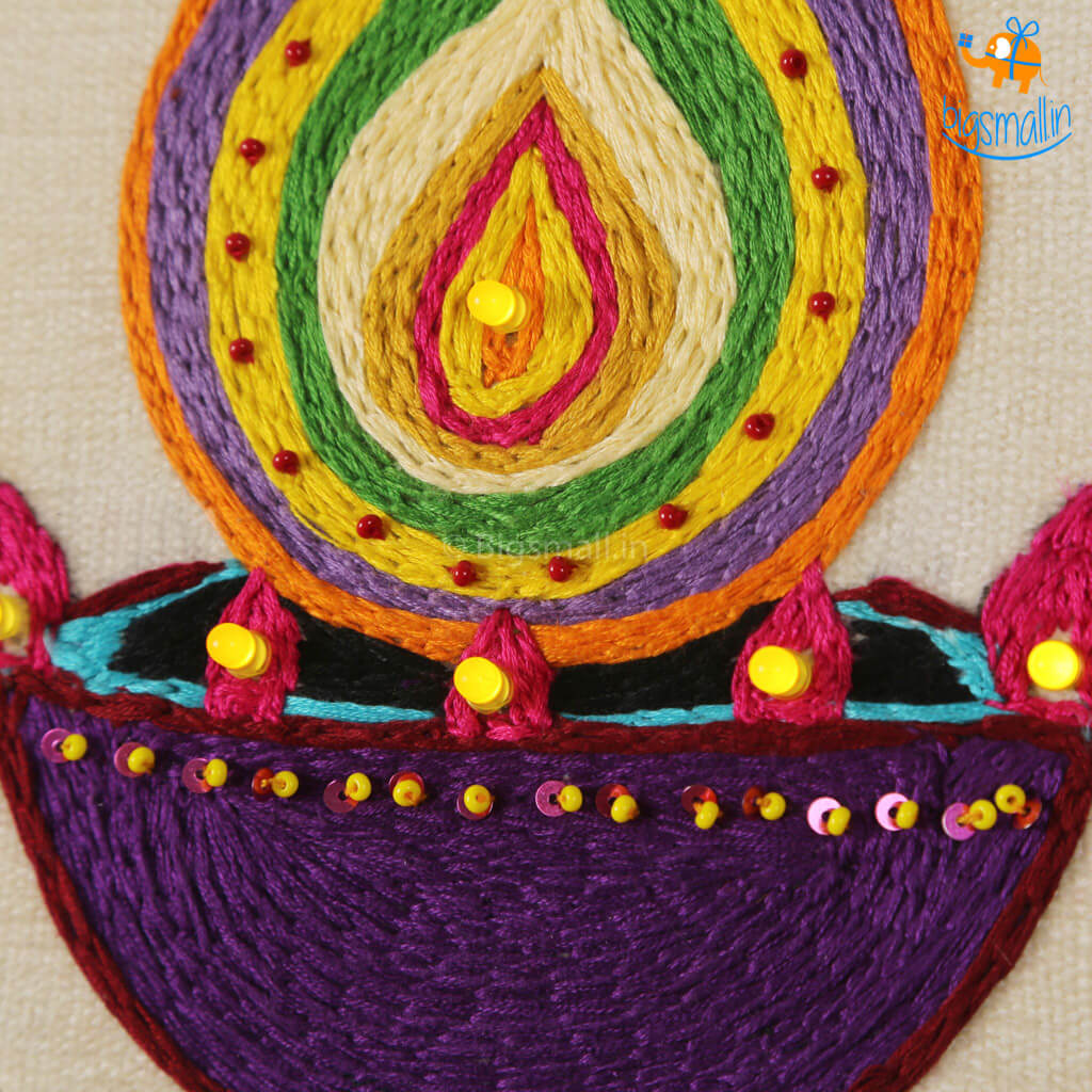 Handmade Diwali LED Embroidery Hoop Art