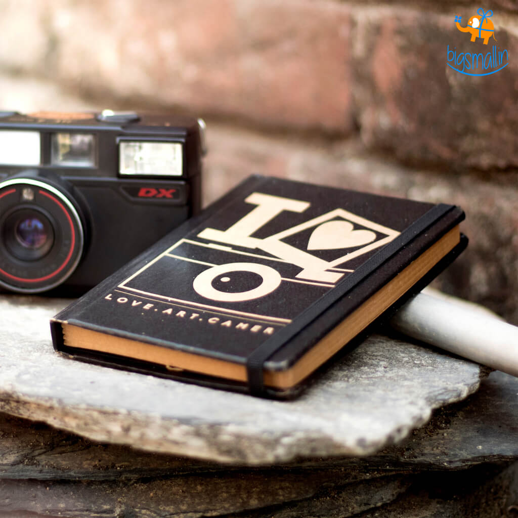 Love. Art. Camera A6 Notebook with Elastic