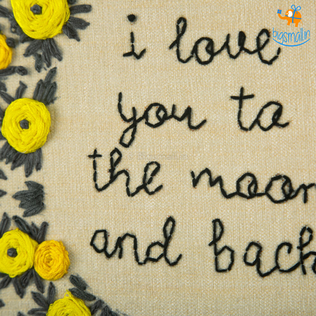 Love You To The Moon Embroidery Hoop Wall Art