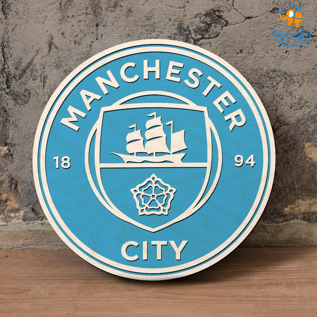 Manchester City Engraved Wooden Crest