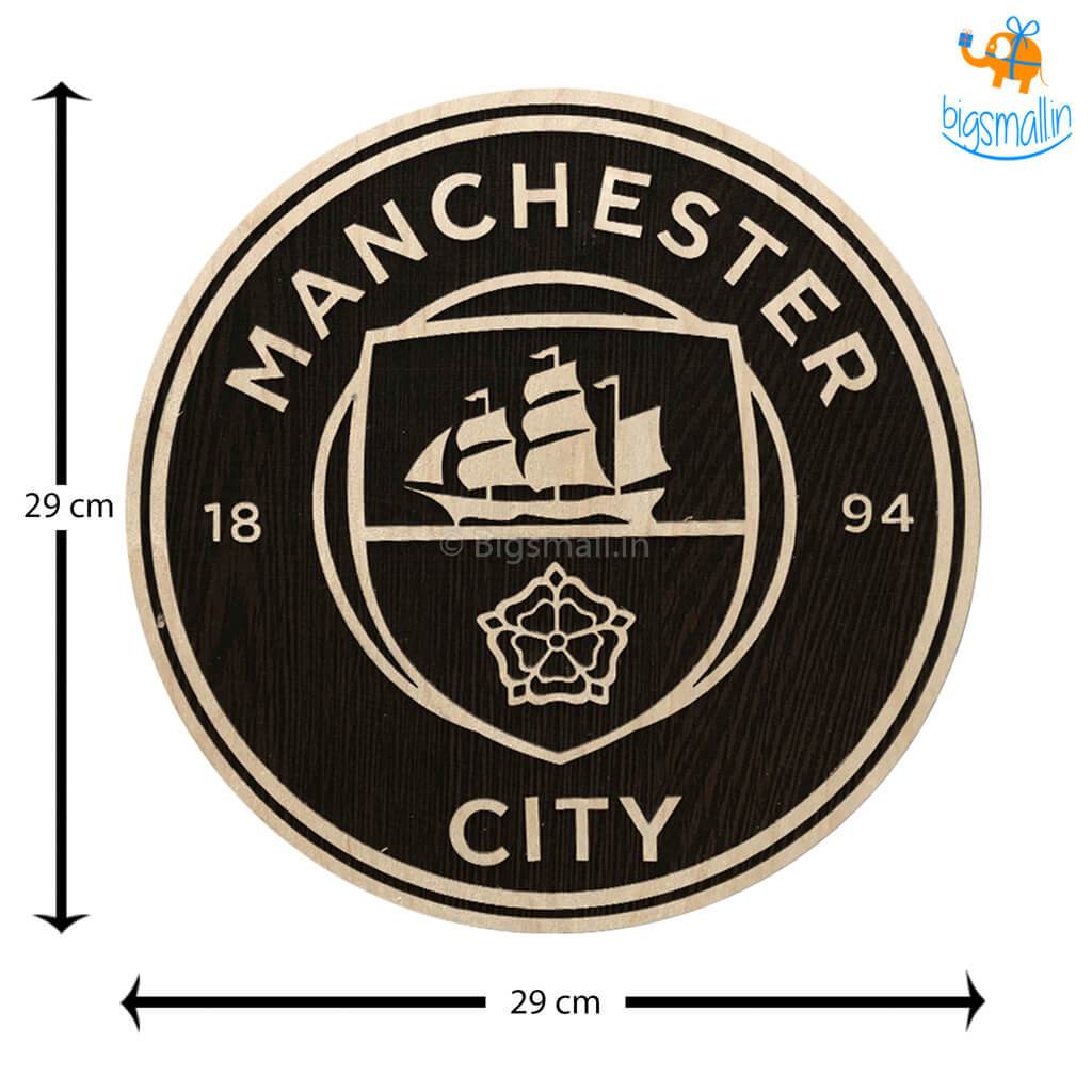 Manchester City Engraved Wooden Crest - bigsmall.in