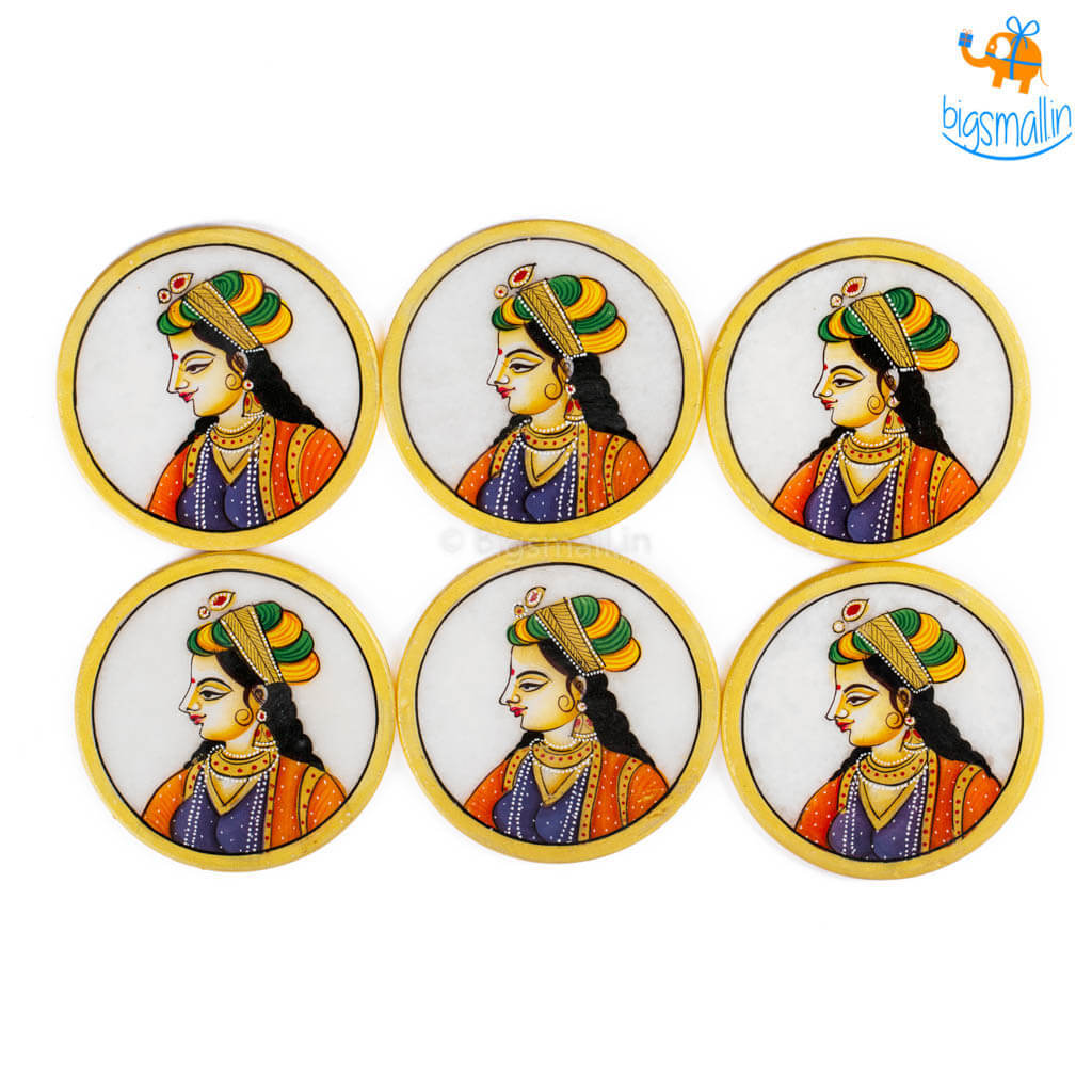 Hand-Painted Marble Queen Coasters - Set of 6