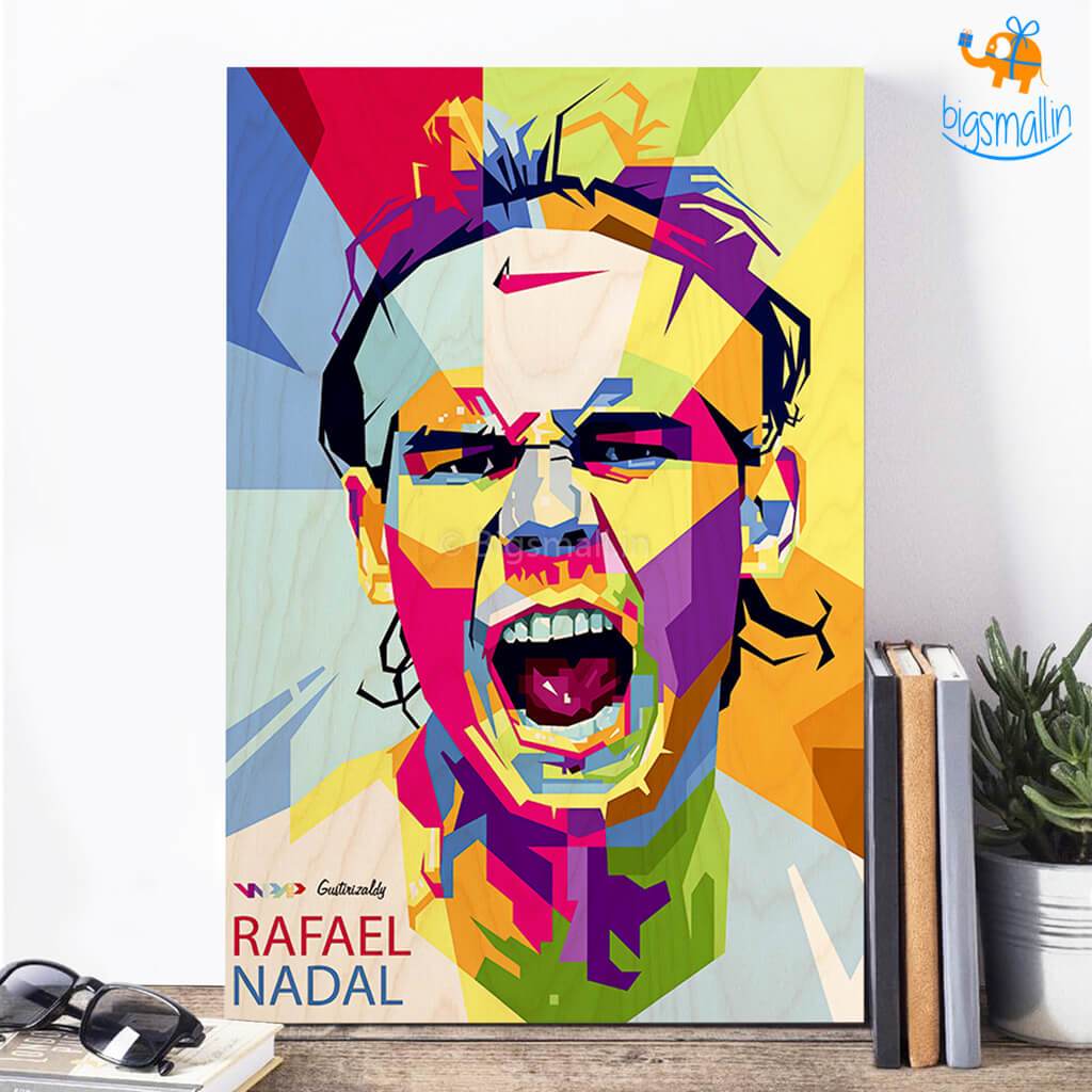 Rafael Nadal Printed Wooden Frame ( 17.6 x 11.6 inches) - bigsmall.in