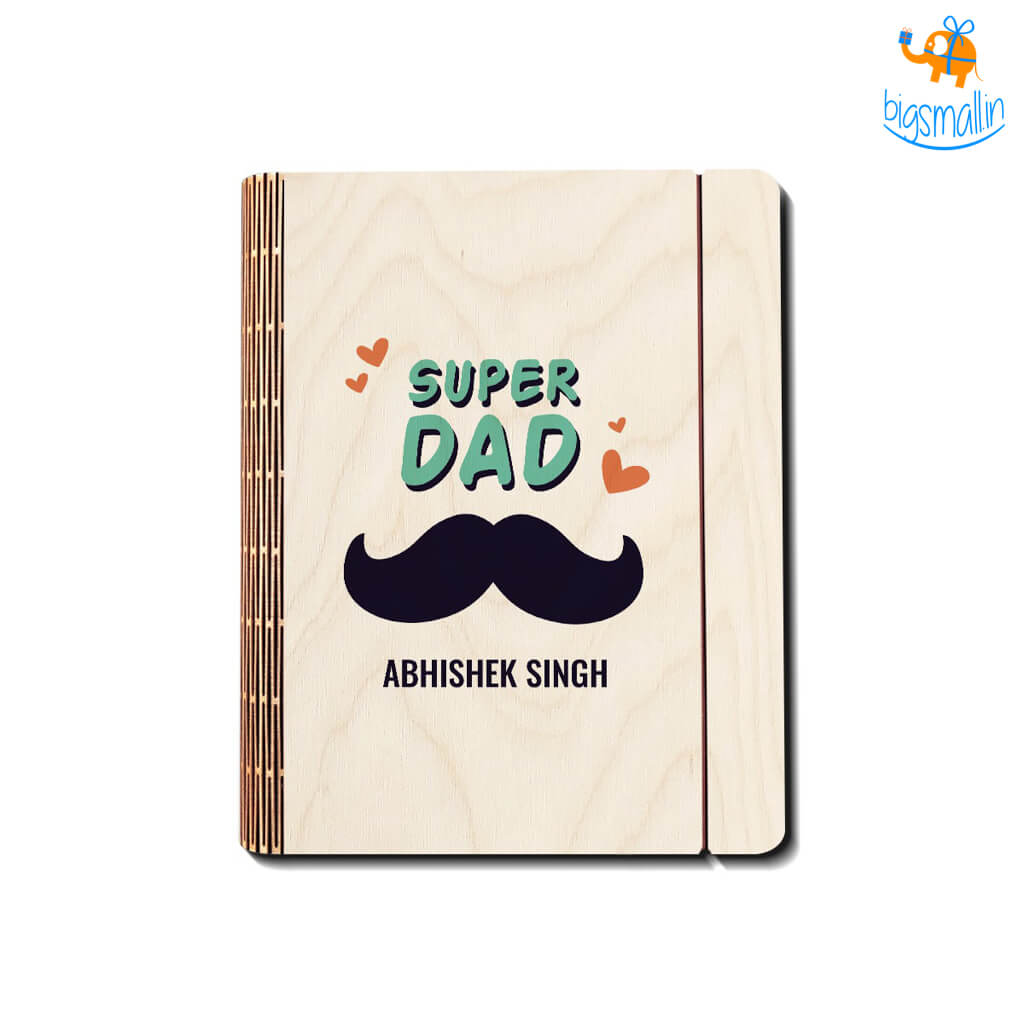 Personalized Super Dad Wooden Binder Diary | COD Not Available