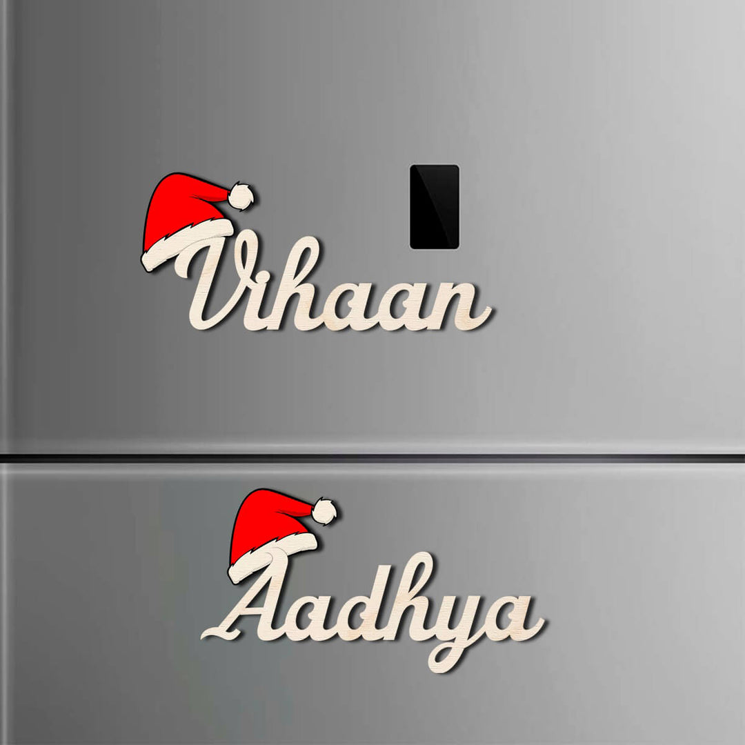 Personalized Christmas Name Wooden Fridge Magnet
