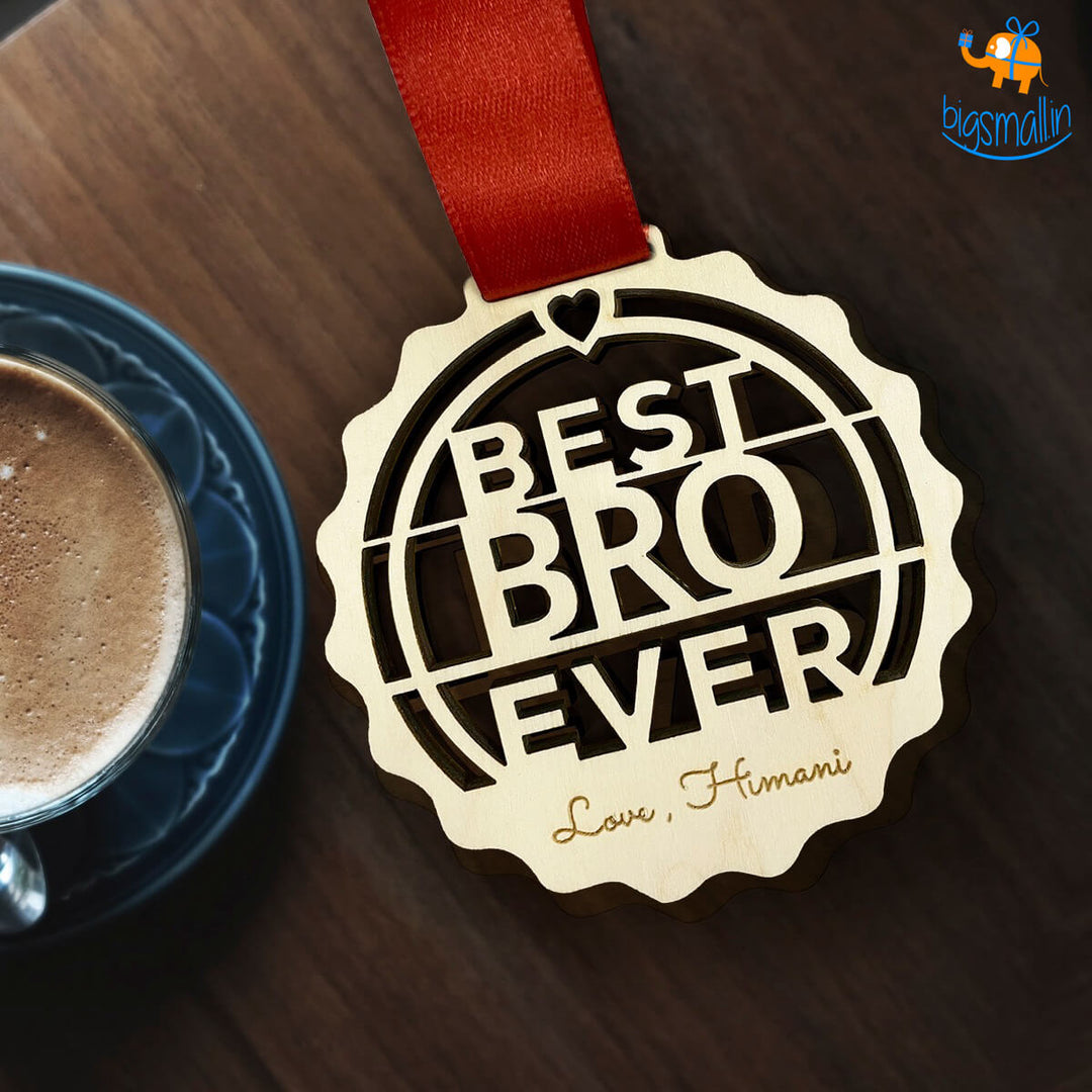 Personalized Best Bro Wooden Medal