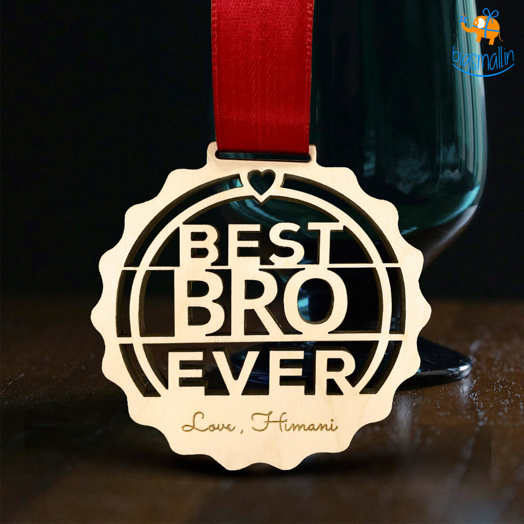 Personalized Best Bro Wooden Medal