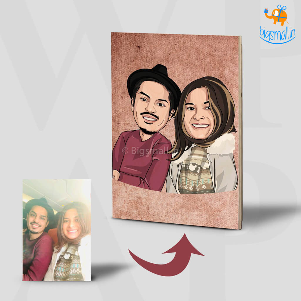 Personalized Caricature Wooden Portrait