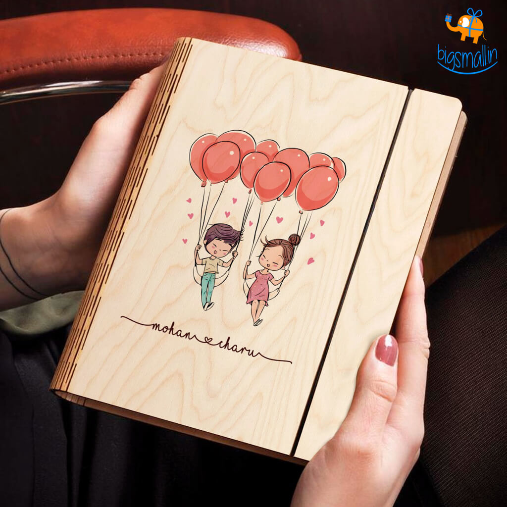 Personalized Couple Wooden Binder With Elastic Strap | COD Not Available