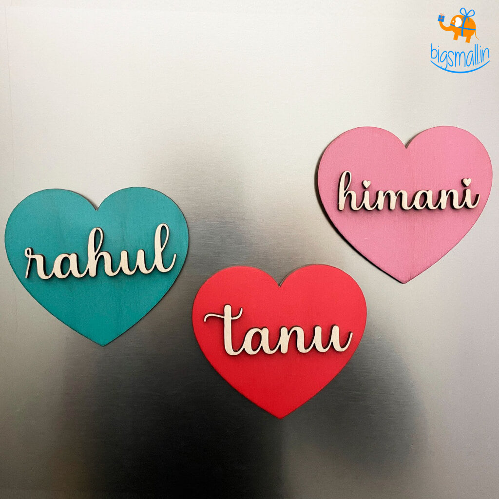 Personalized Heart Name Wooden Fridge Magnet