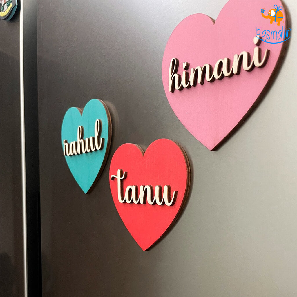 Personalized Heart Name Wooden Fridge Magnet