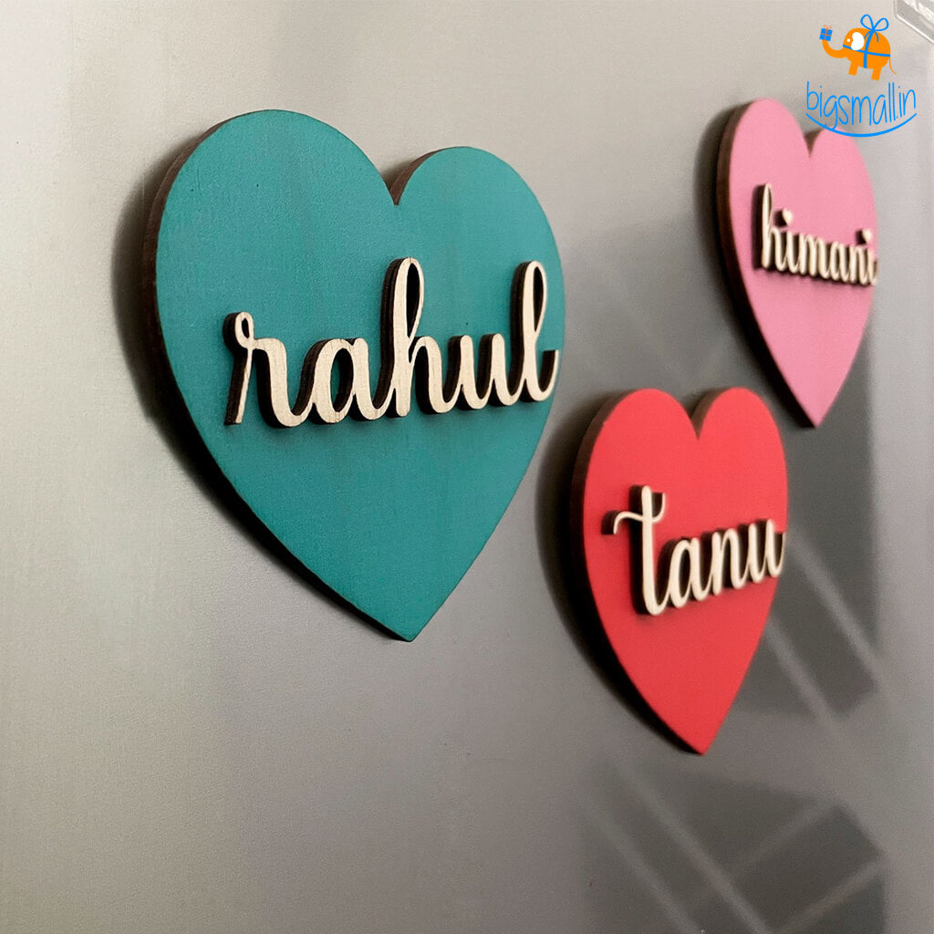 Personalized Heart Name Wooden Fridge Magnet