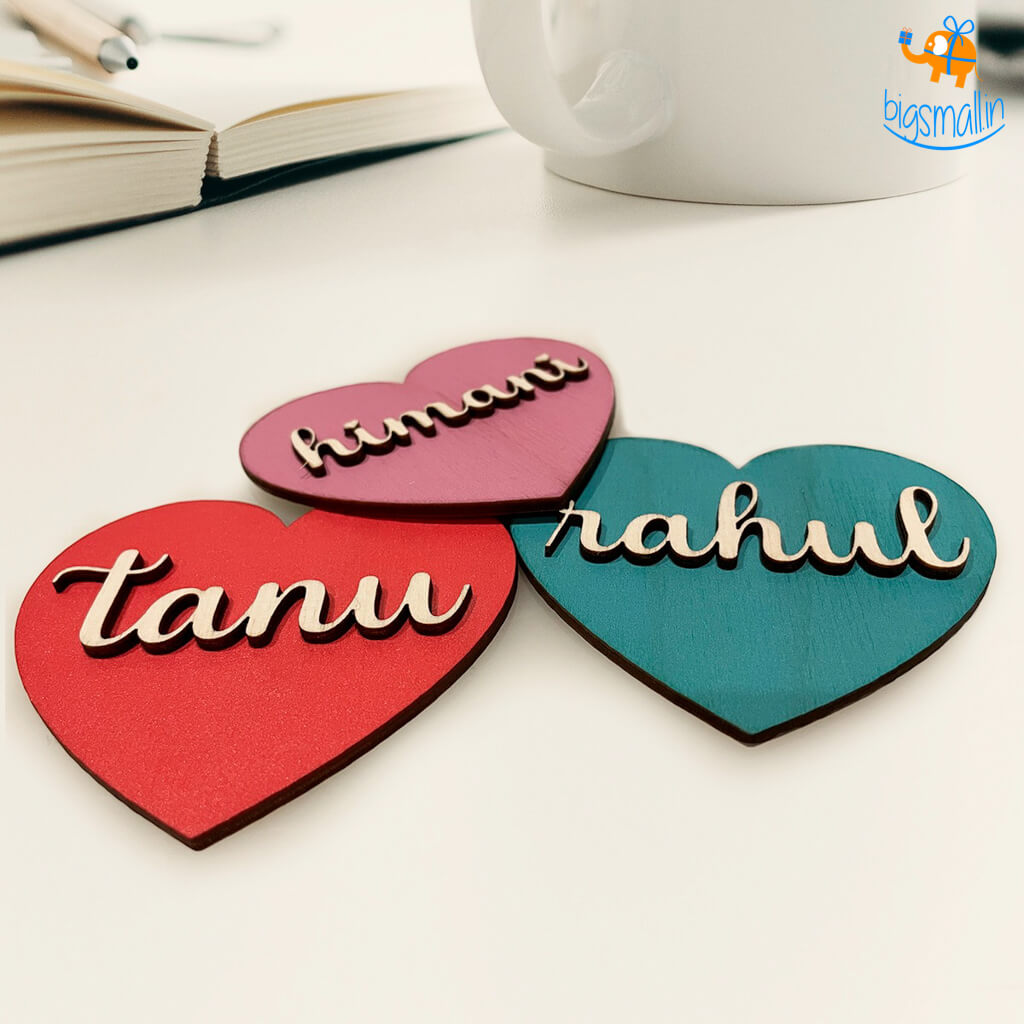 Personalized Heart Name Wooden Fridge Magnet