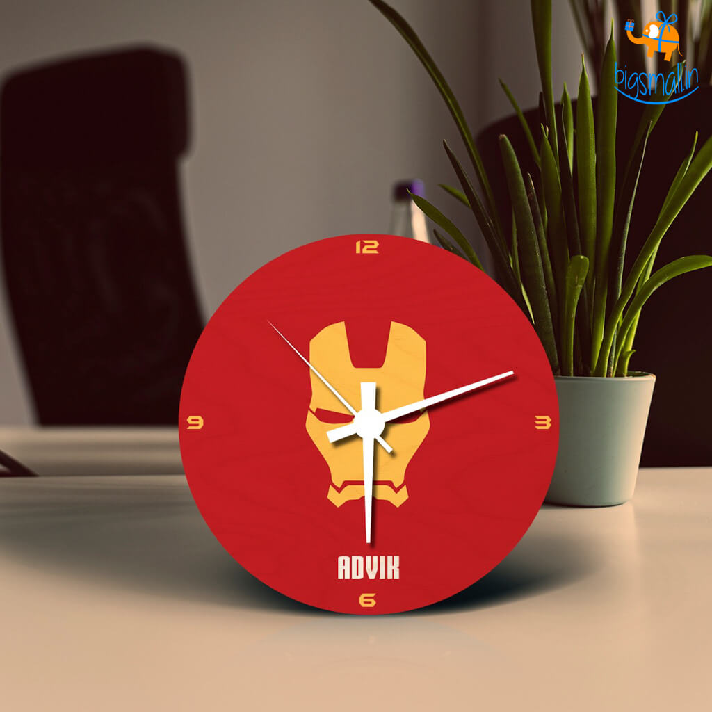 Personalized Iron Man Table Clock | COD Not Available