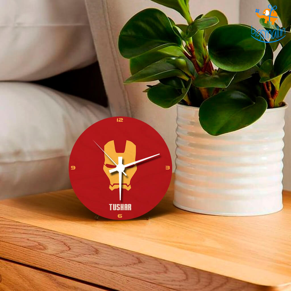Personalized Iron Man Table Clock | COD Not Available