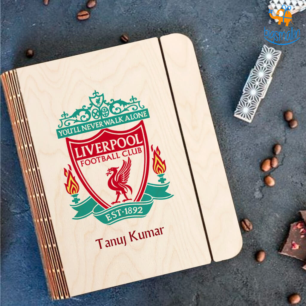 Personalized Liverpool Wooden Binder Diary | COD Not Available