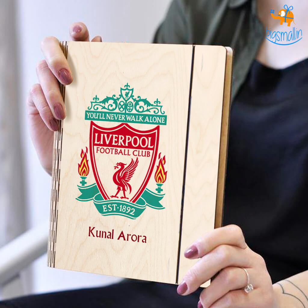 Personalized Liverpool Wooden Binder Diary | COD Not Available
