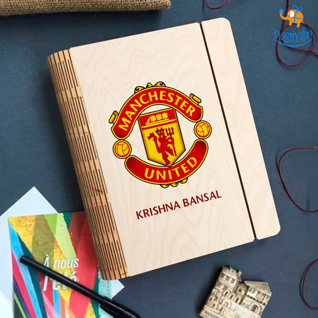 Personalized Manchester United Wooden Binder Diary | COD Not Available