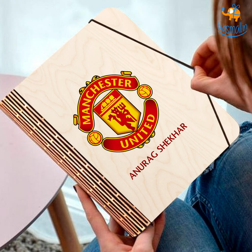 Personalized Manchester United Wooden Binder Diary | COD Not Available