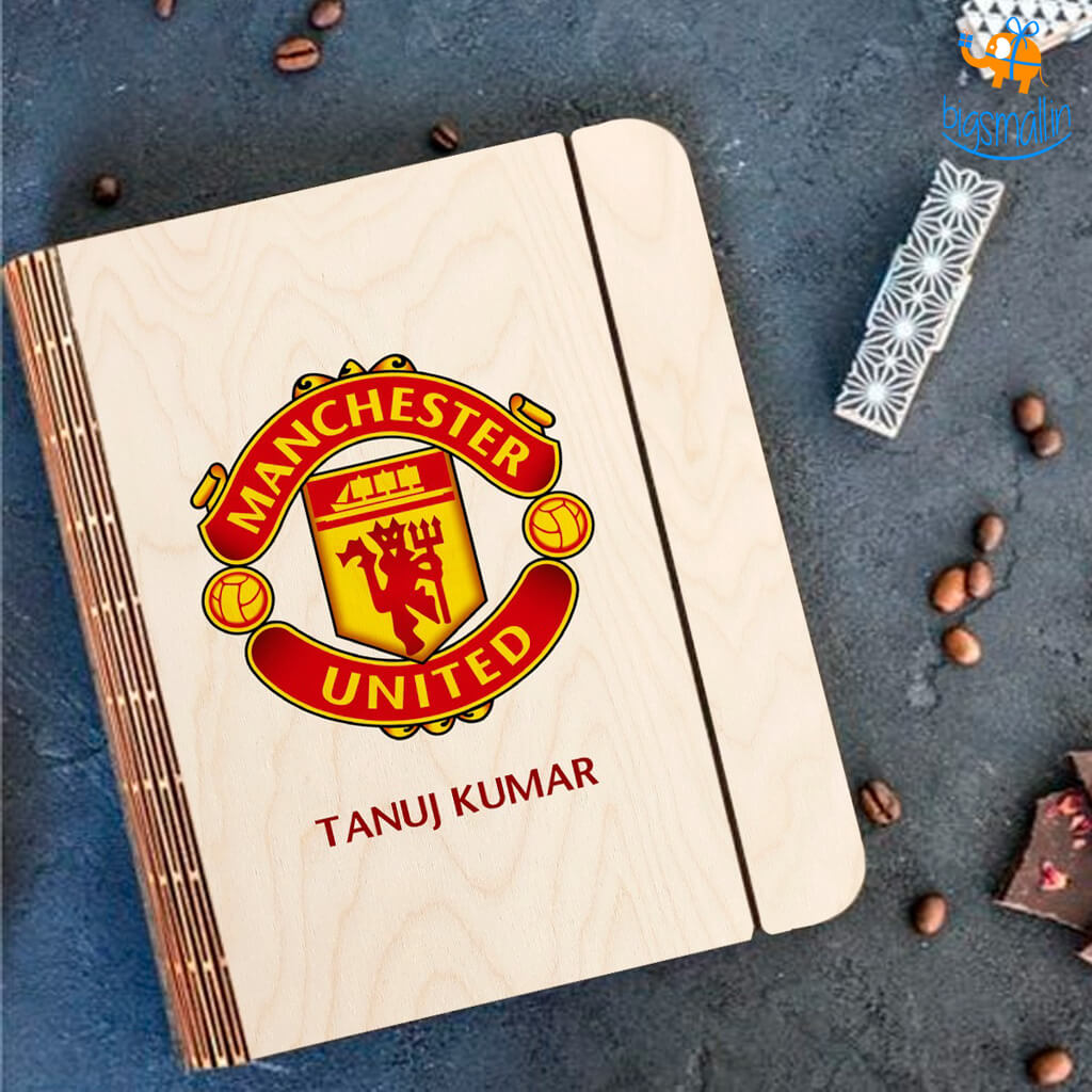 Personalized Manchester United Wooden Binder Diary | COD Not Available