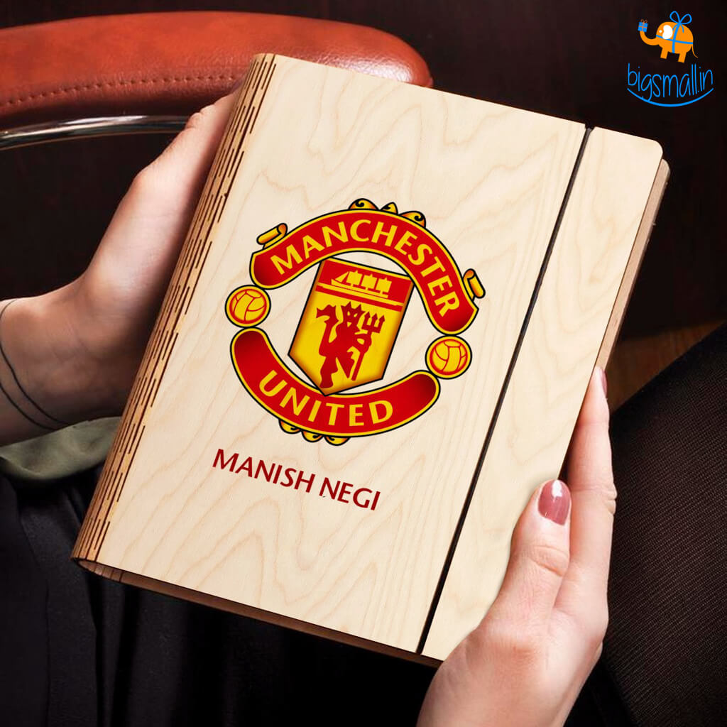 Personalized Manchester United Wooden Binder Diary | COD Not Available