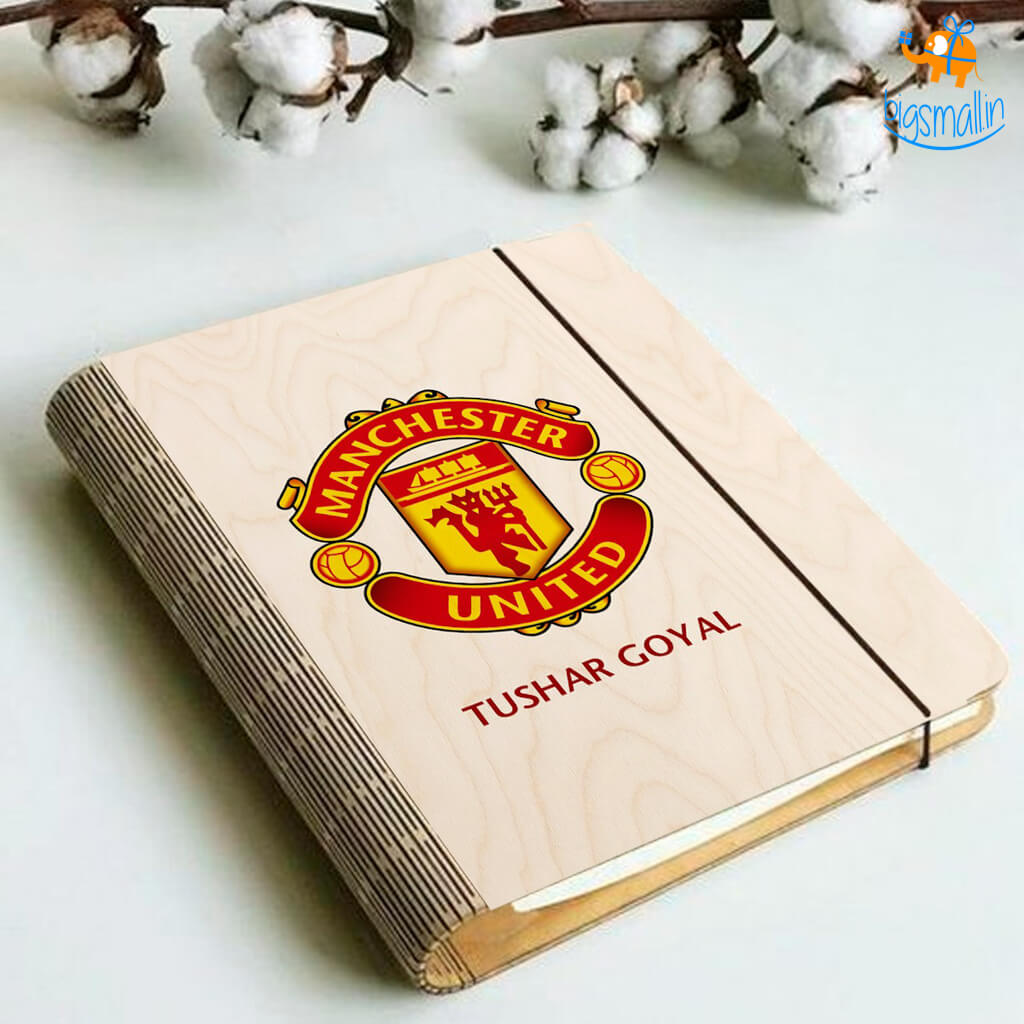 Personalized Manchester United Wooden Binder Diary | COD Not Available