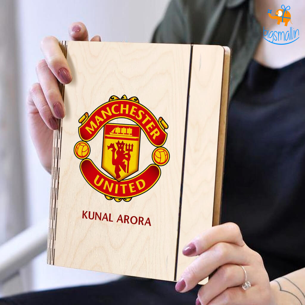 Personalized Manchester United Wooden Binder Diary | COD Not Available