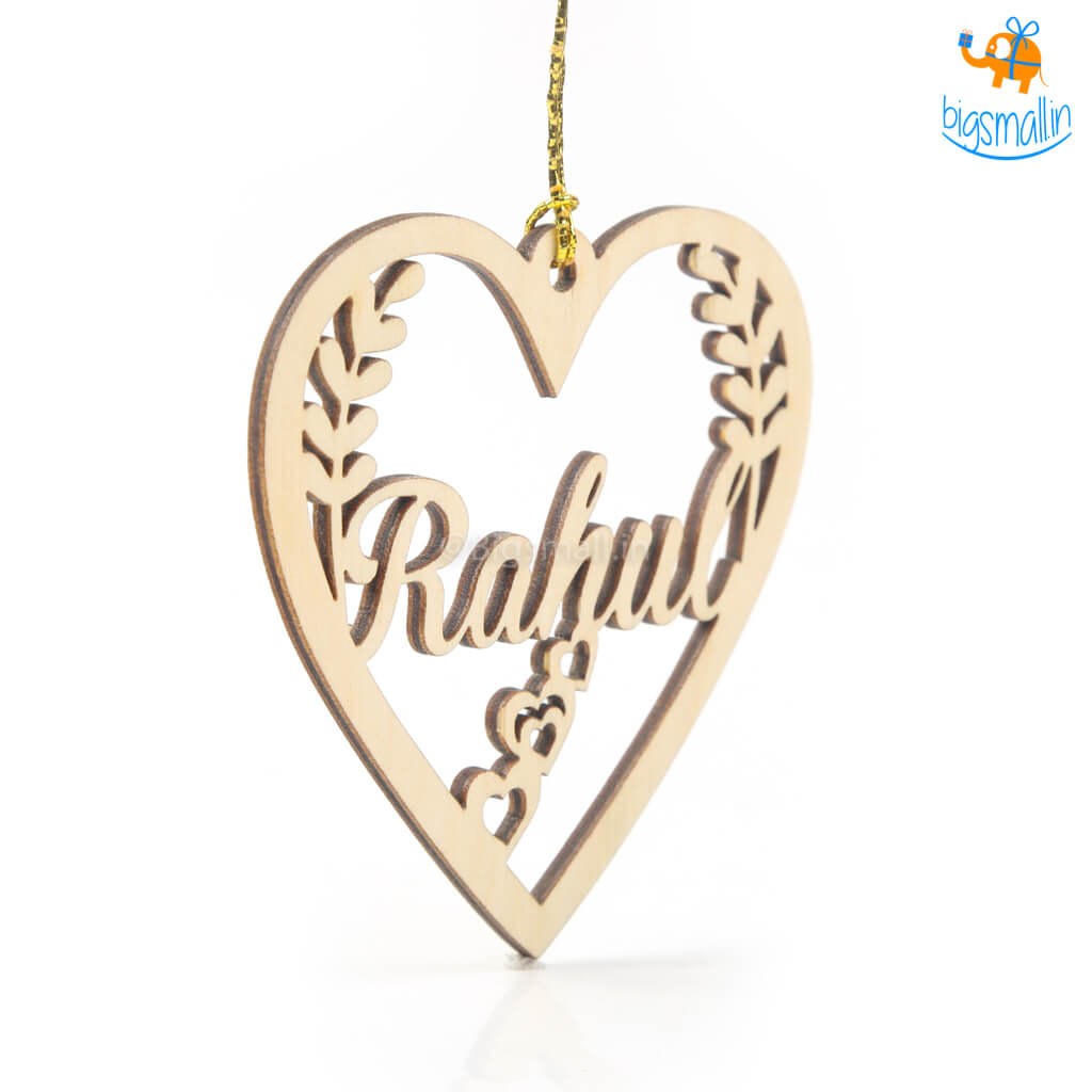 Personalized Name In a Heart Wooden Ornament | COD Not Available