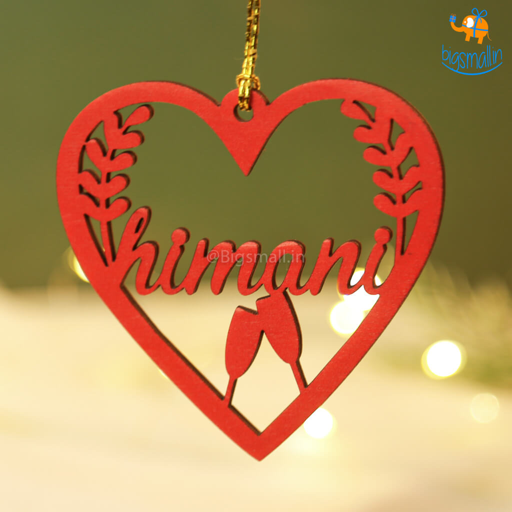 Personalized Name In a Heart Wooden Ornament | COD Not Available
