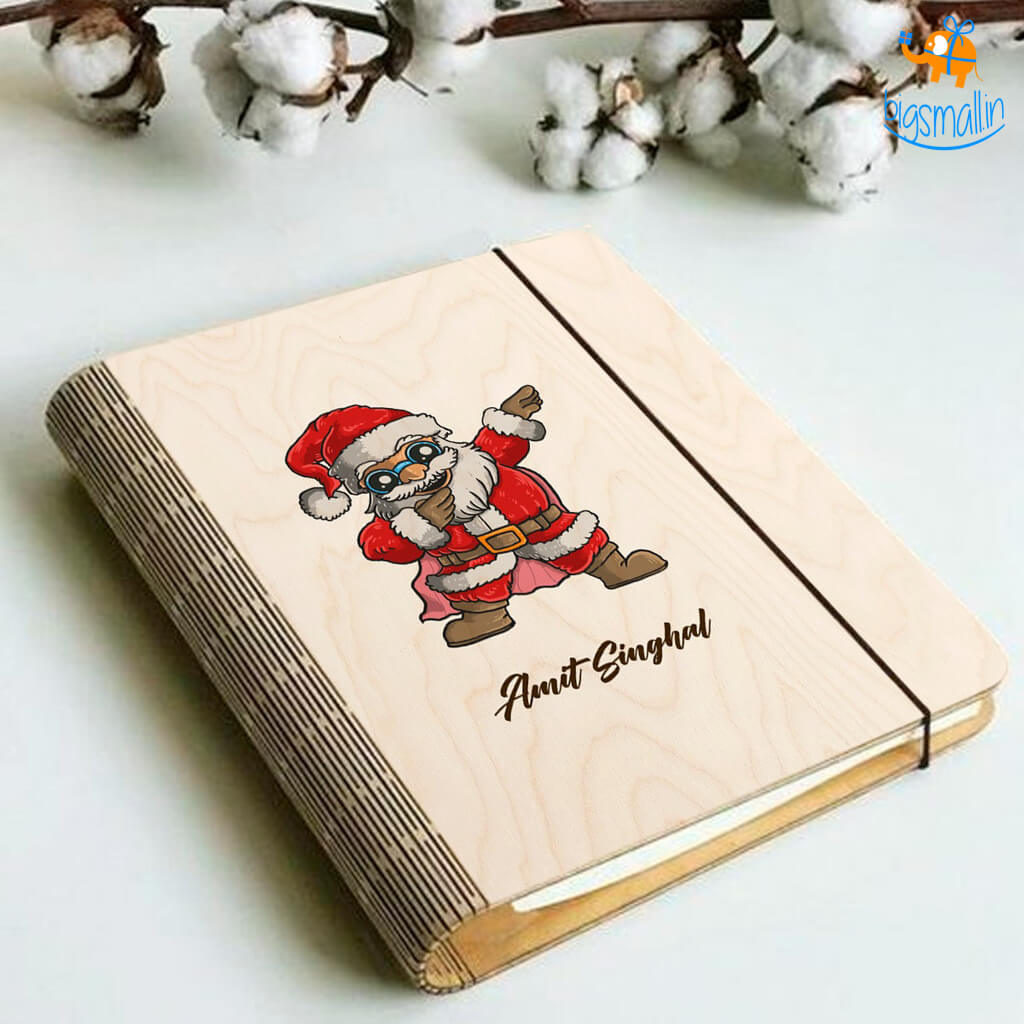 Personalized Santa Wooden Binder With Elastic Strap | COD Not Available