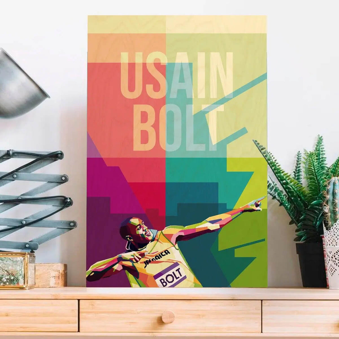 Usain Bolt Wooden Wall Art - bigsmall.in