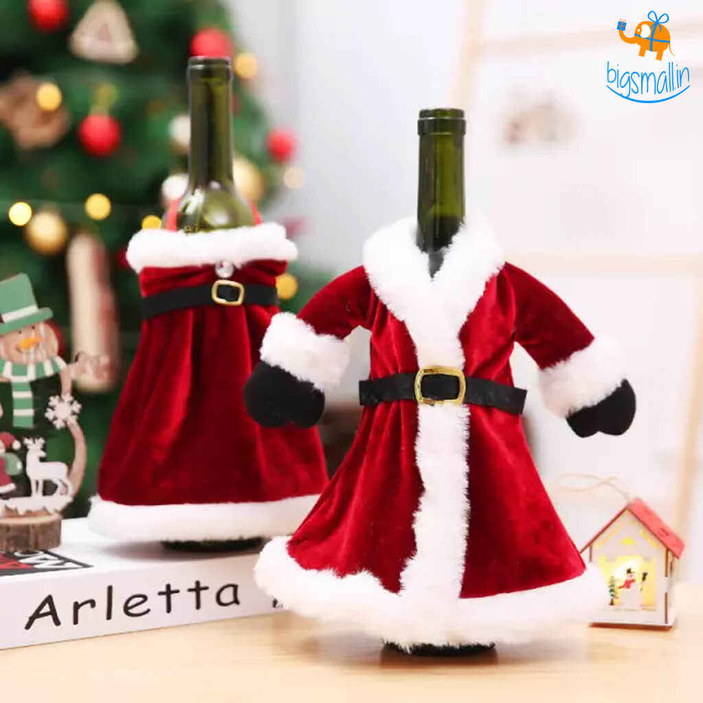 Mr. & Mrs. Claus Wine Bottle Covers - Set of 2