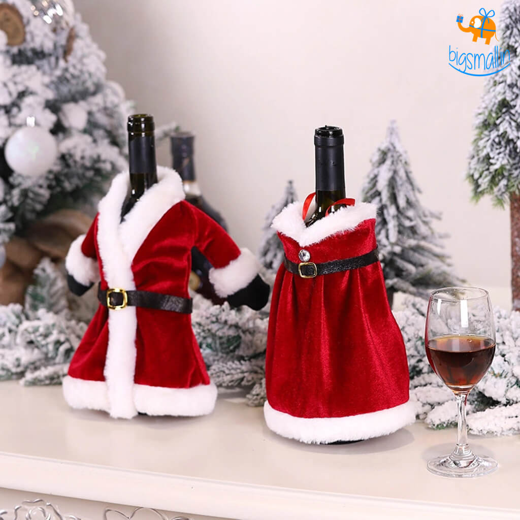Mr. & Mrs. Claus Wine Bottle Covers - Set of 2