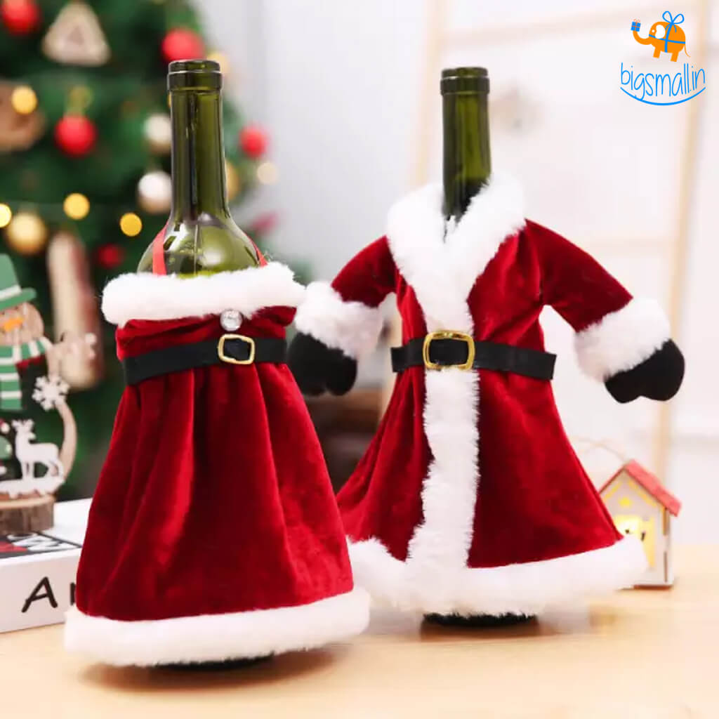 Mr. & Mrs. Claus Wine Bottle Covers - Set of 2