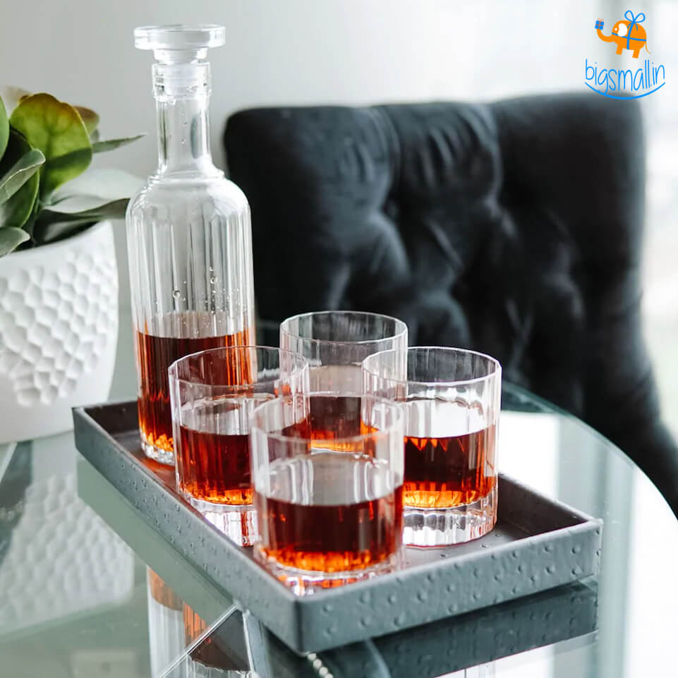 Whiskey On the Rocks Decanter & Glass Set - 5 Pc