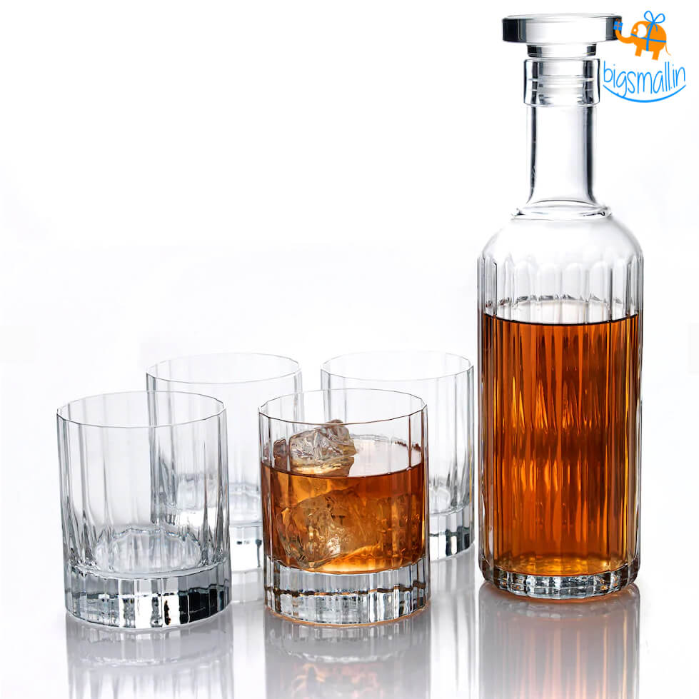 Whiskey On the Rocks Decanter & Glass Set - 5 Pc