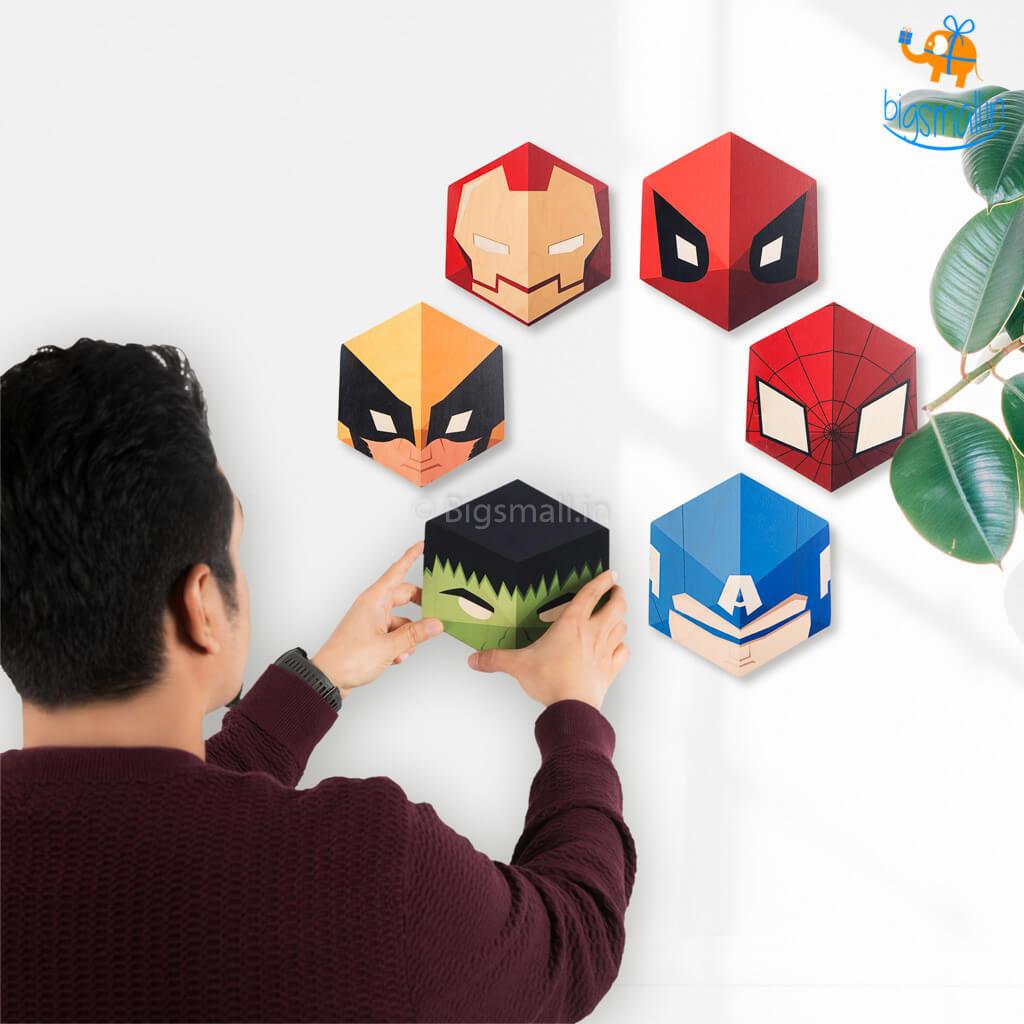 Superhero Hexagon Wall Hangings - Set of 6 - bigsmall.in