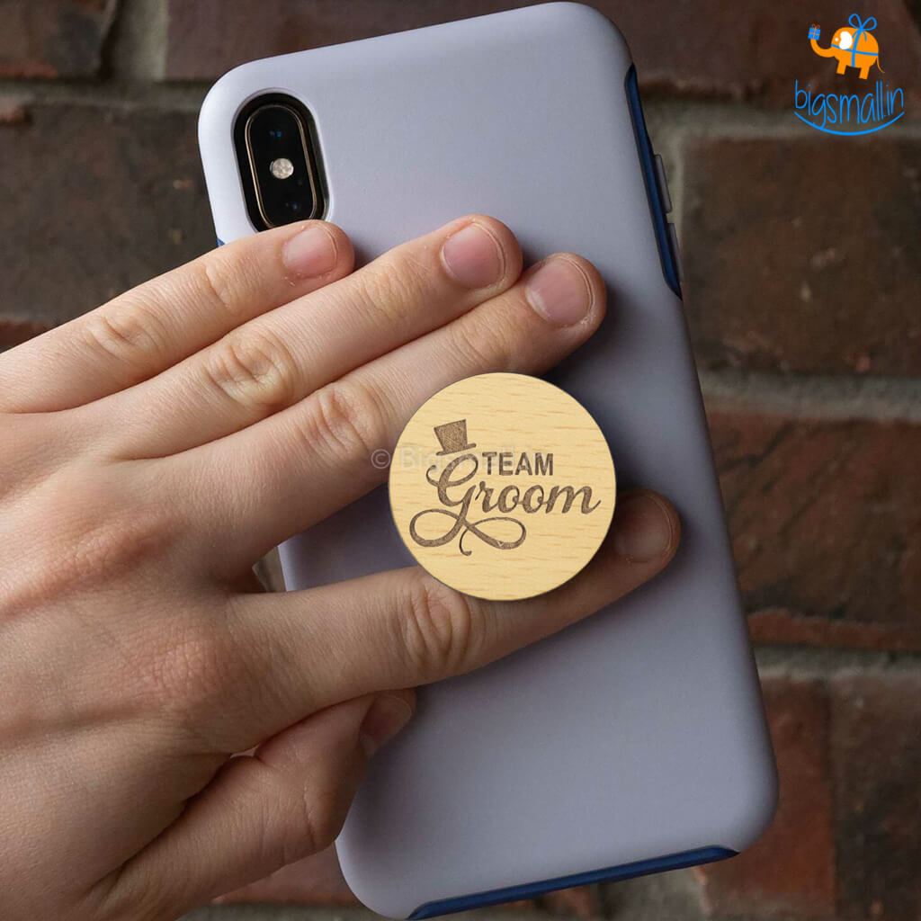 Team Groom Wooden Pop Socket