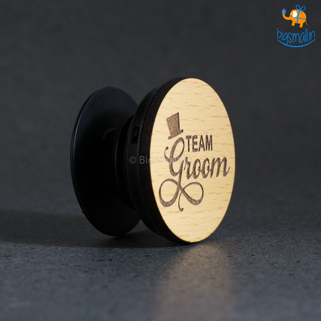 Team Groom Wooden Pop Socket