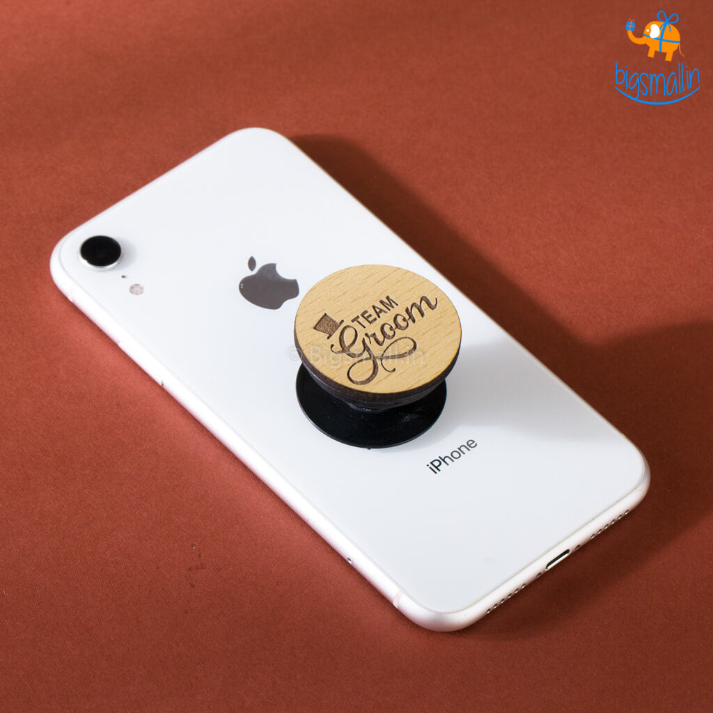 Team Groom Wooden Pop Socket