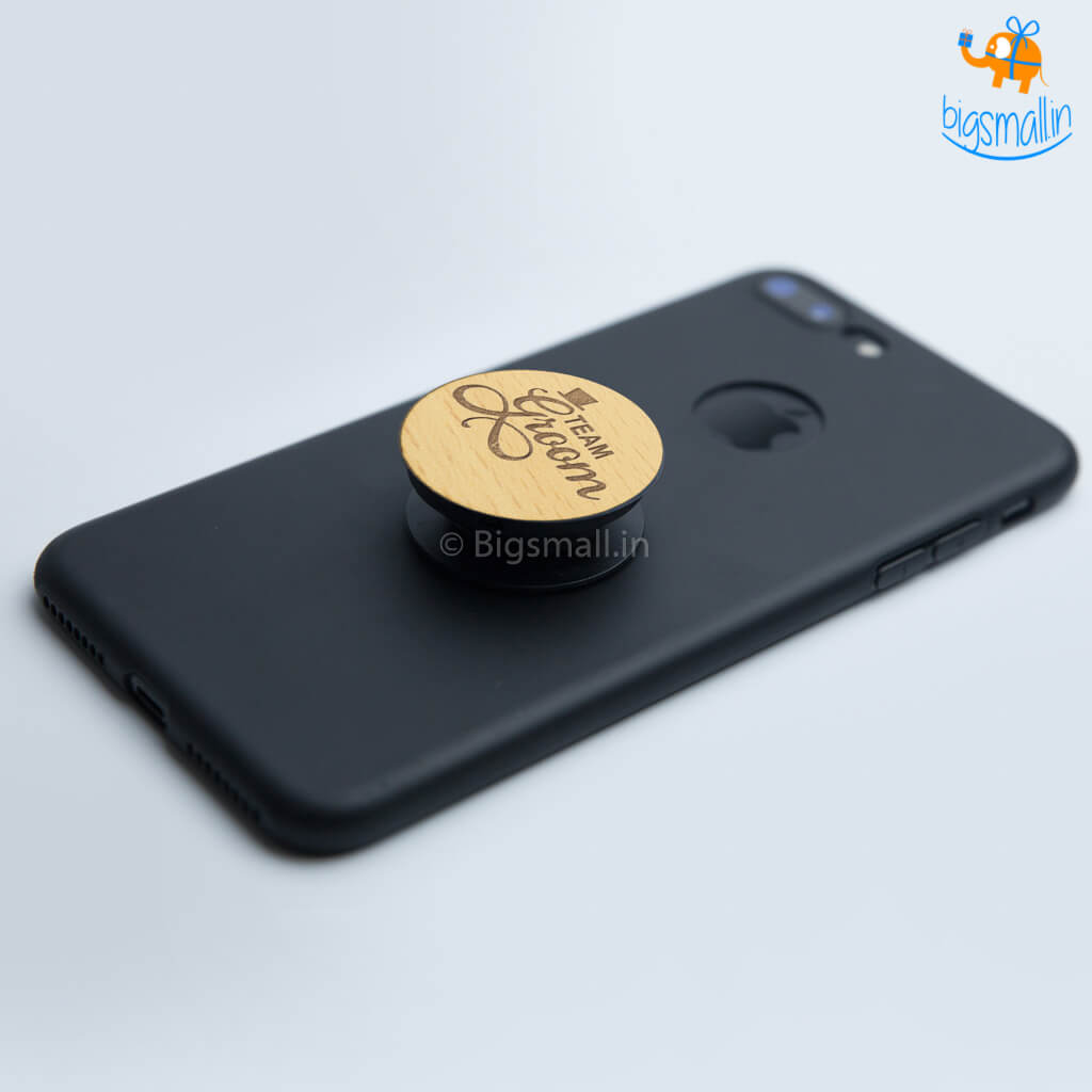 Team Groom Wooden Pop Socket