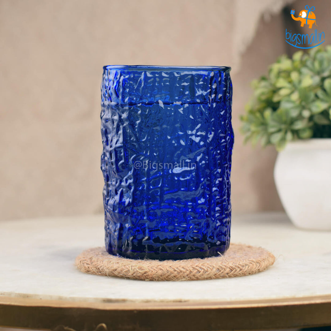 Textured Blue Bark Glass Set of 6